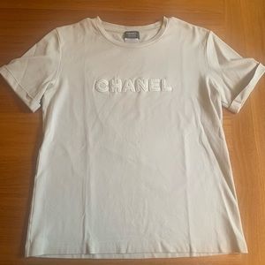 Chanel logo uniform tshirt sz m neutral